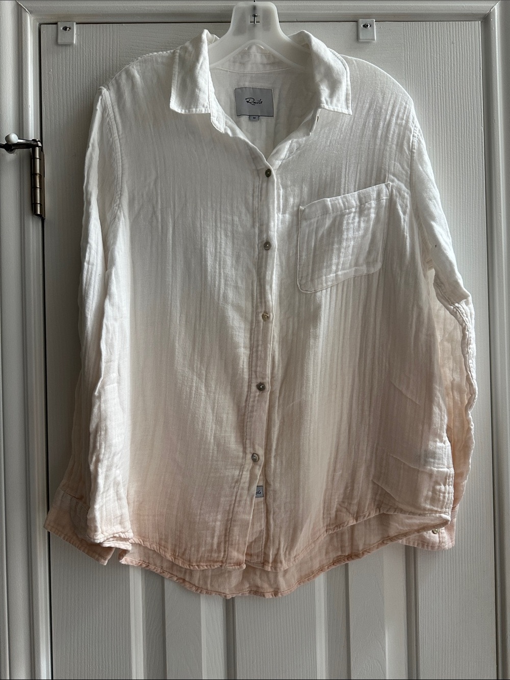 Rails White Blush Ombré Textured Button Down Top Crinkle Women’s M
